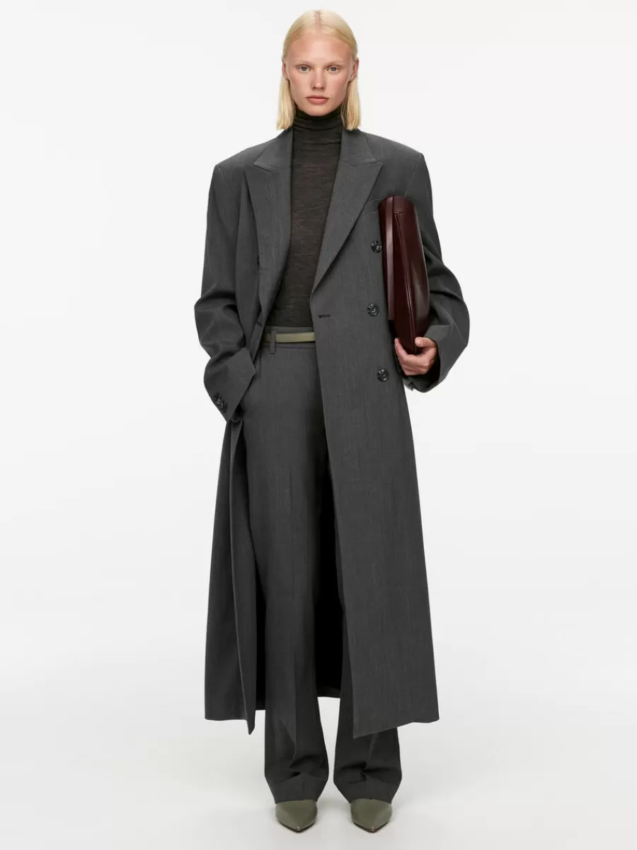 Sale ARKET Oversized Double-Breasted Coat Grey Melange