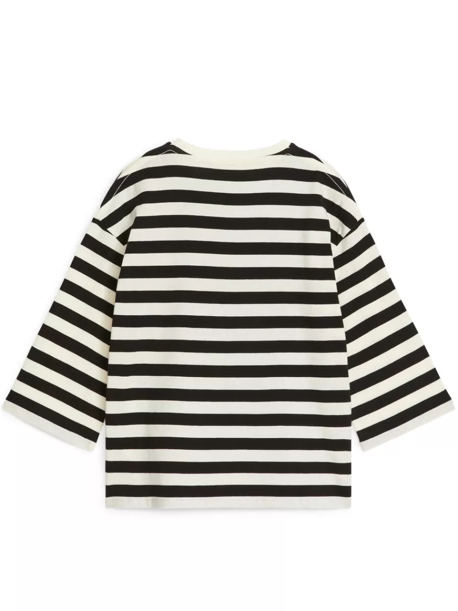 Discount ARKET Oversized Long-Sleeved T-Shirt Black/White