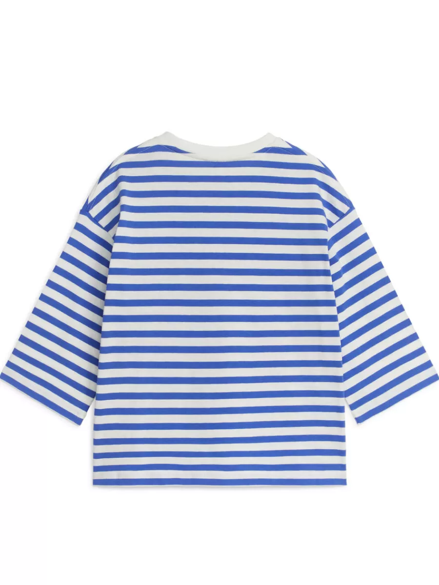 New ARKET Oversized Long-Sleeved T-Shirt Blue/White