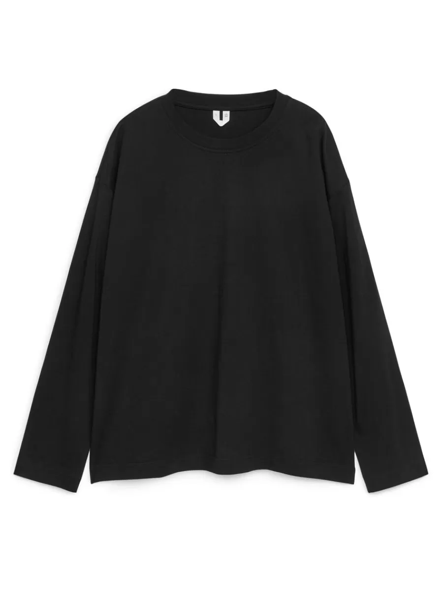 Clearance ARKET Oversized Pima Cotton T-shirt Black