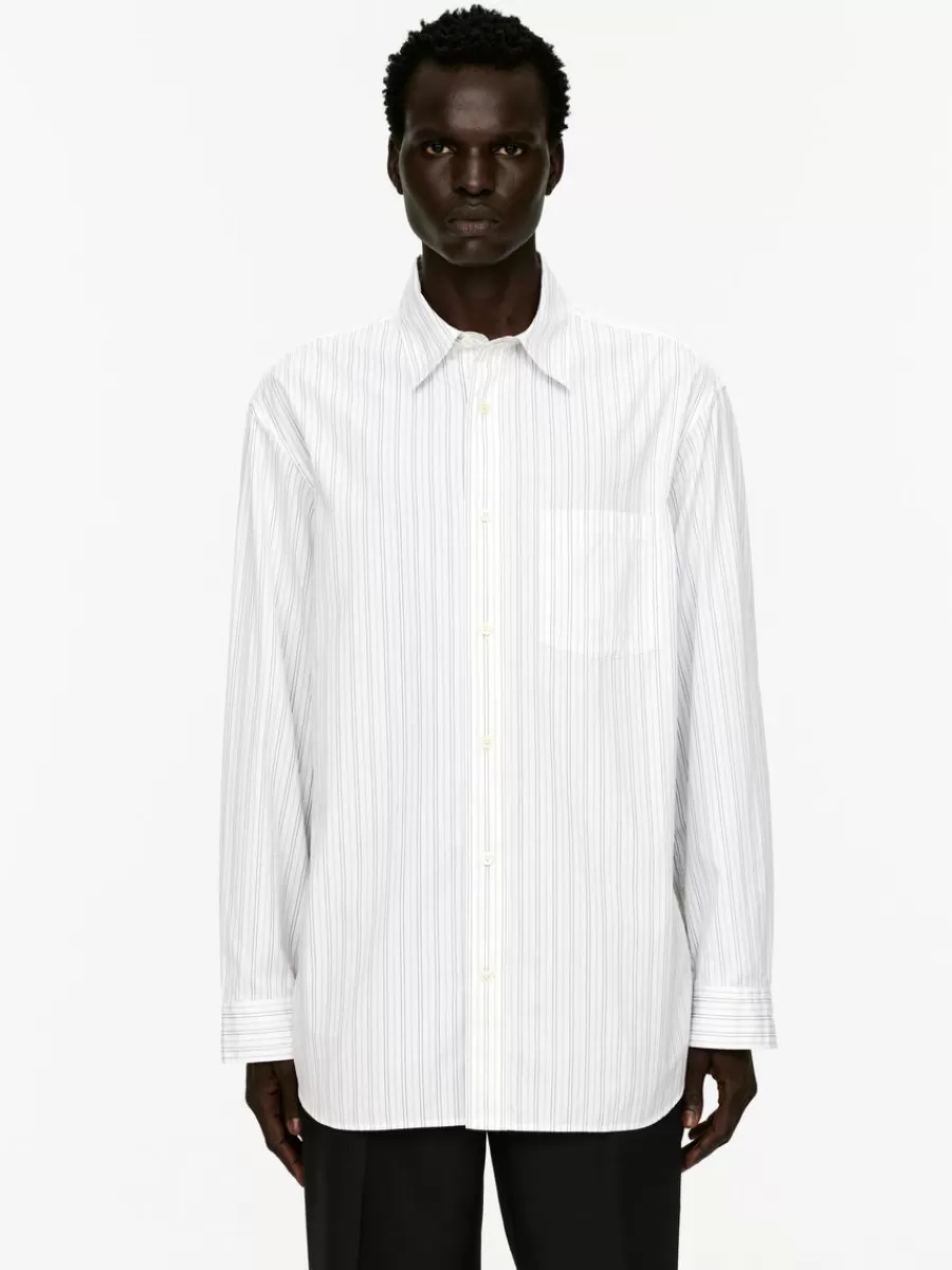 Discount ARKET Oversized Poplin Shirt White/Black