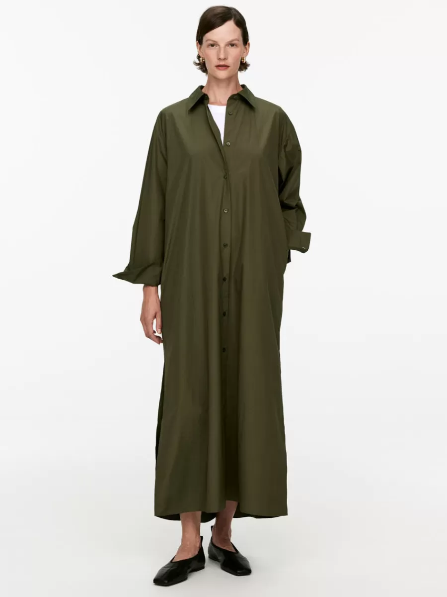 Shop ARKET Oversized Shirt Dress Khaki Green