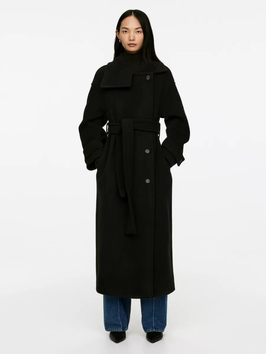 New ARKET Oversized Wool-Blend Coat Black