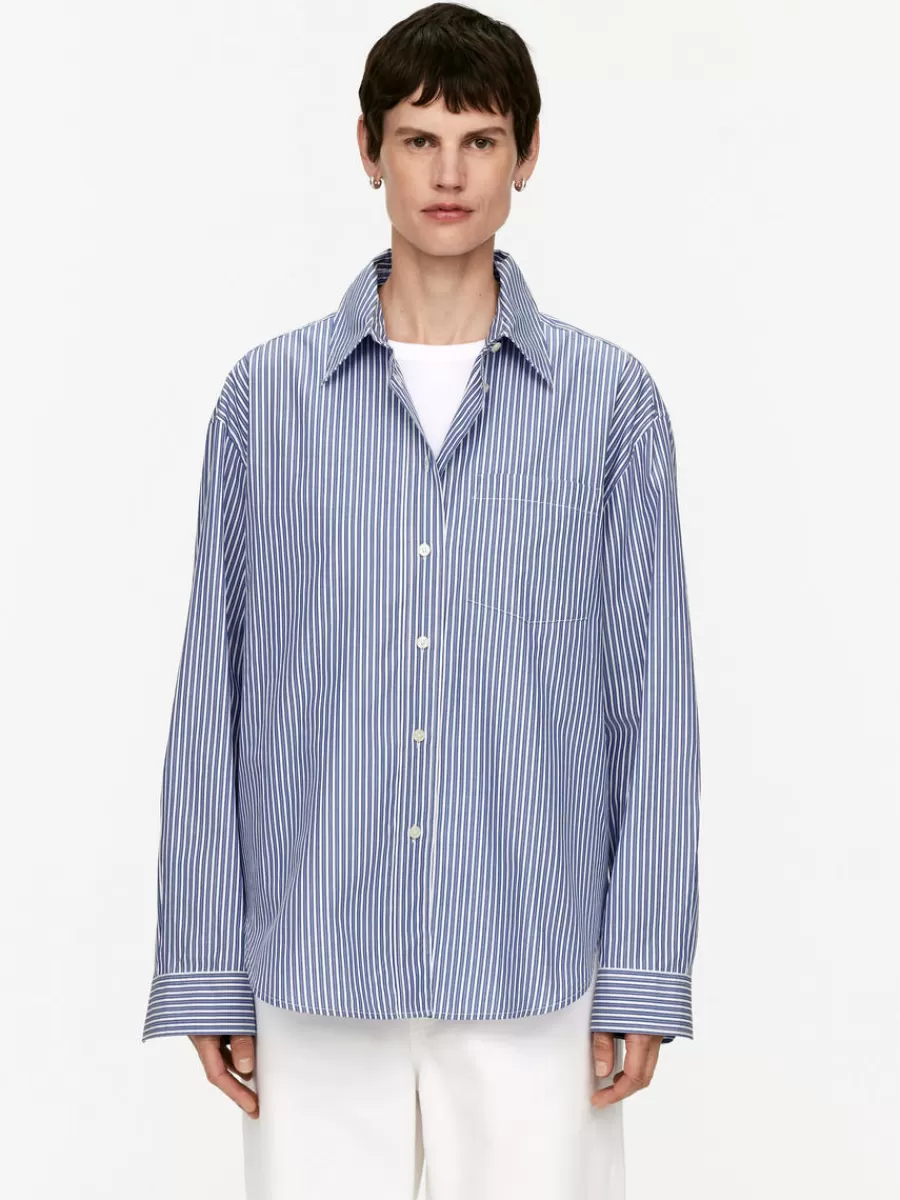 Online ARKET Oversized-Fit Poplin Shirt Blue/White