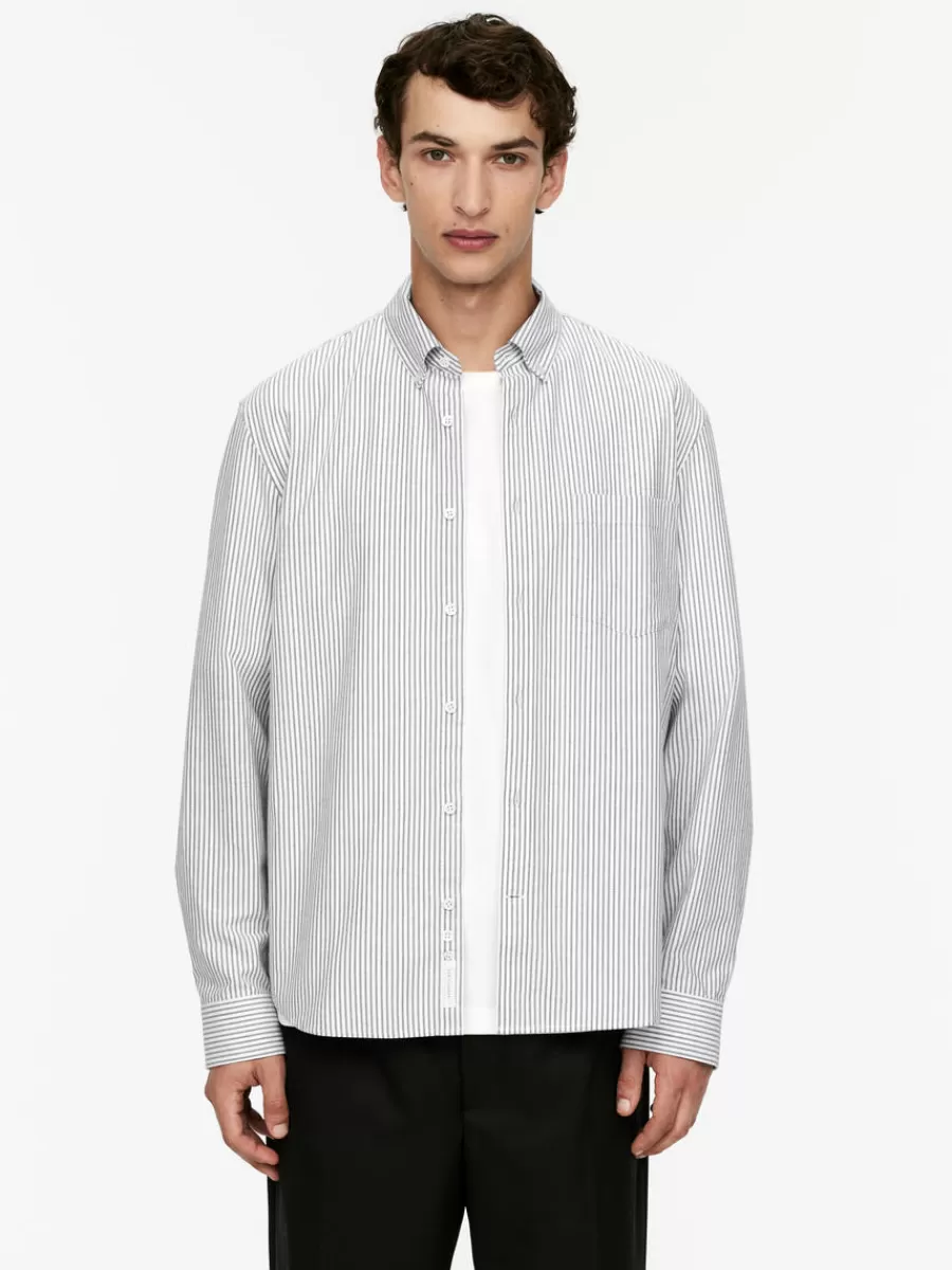 New ARKET Oxford Shirt White/Grey