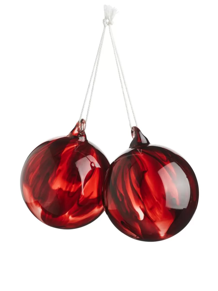 Cheap ARKET Painted Glass Baubles Set Of 2 Red