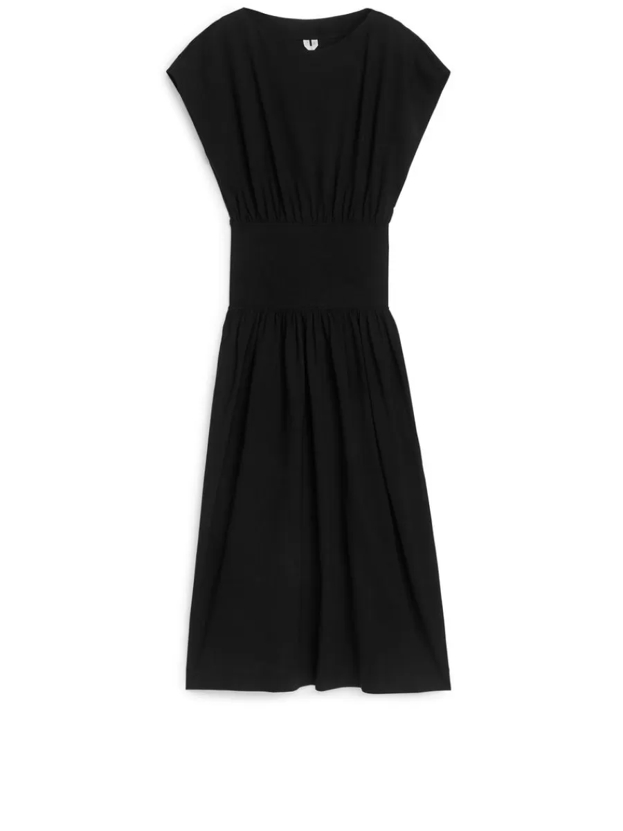 Fashion ARKET Panel-Waist Midi Dress Black