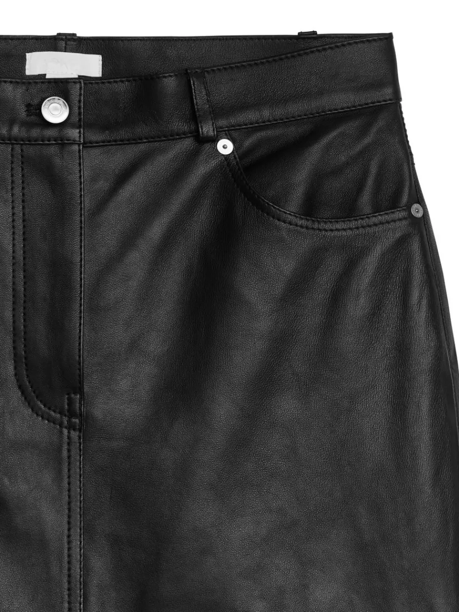 Clearance ARKET Pencil Leather Skirt Black