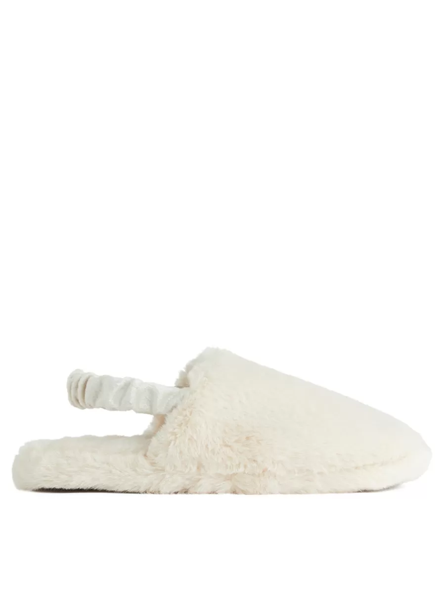 Cheap ARKET Pile Slippers Off White