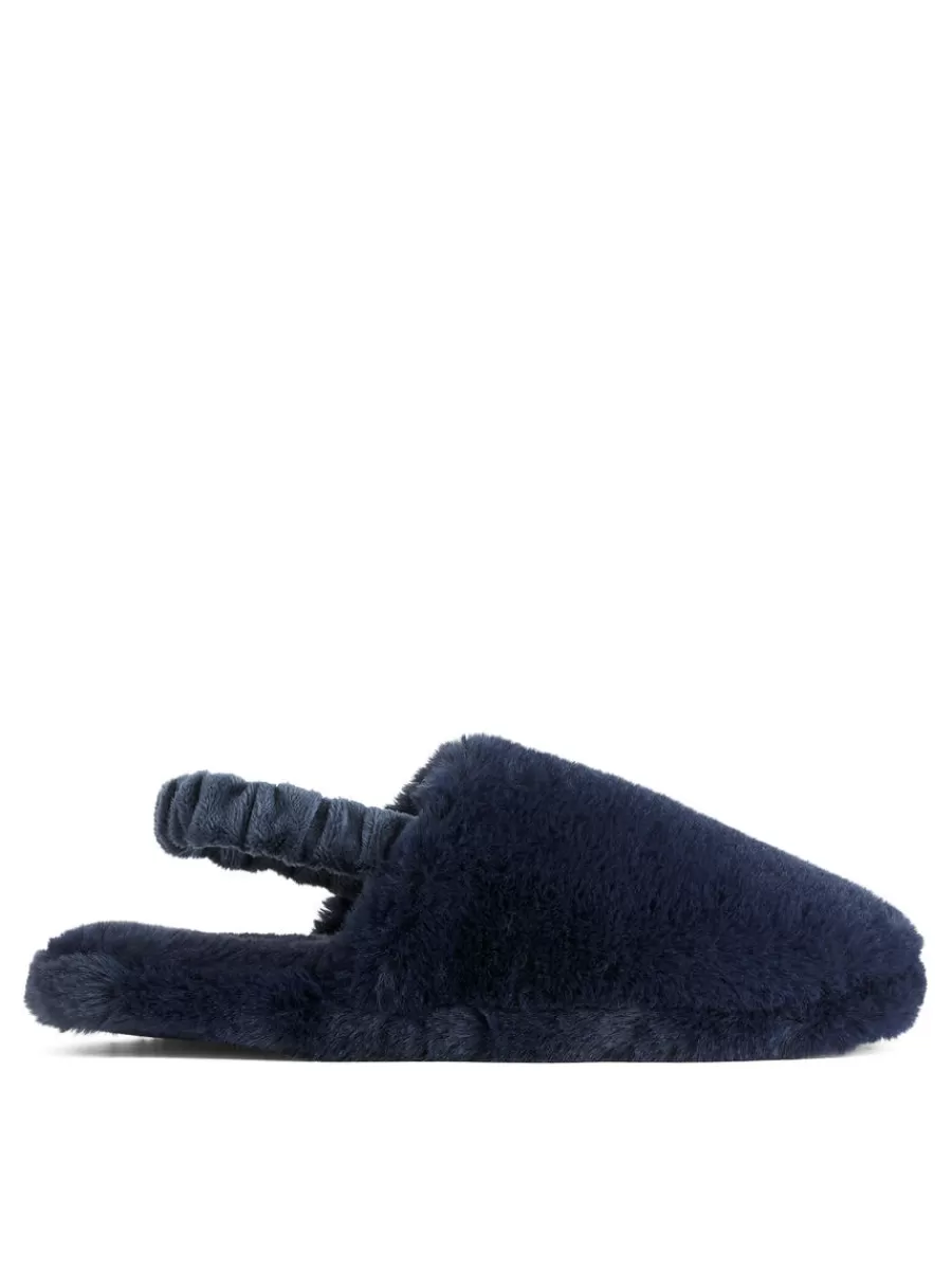 Cheap ARKET Pile Slippers Dark Blue