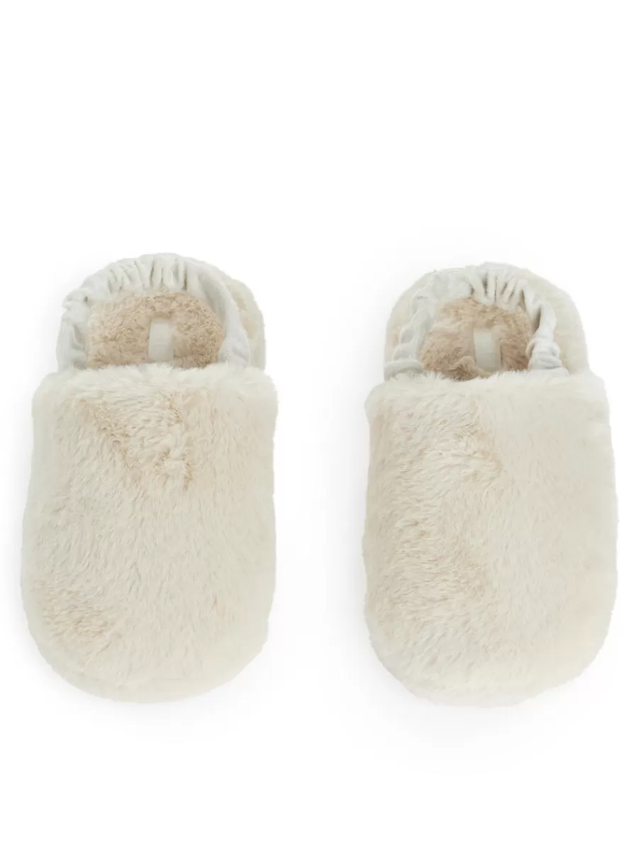 Cheap ARKET Pile Slippers Off White
