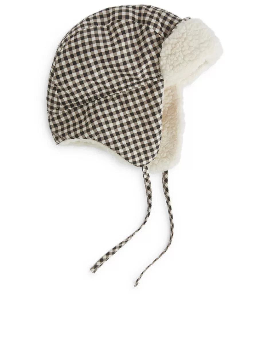 Sale ARKET Pile-Lined Earflap Cap White/Black