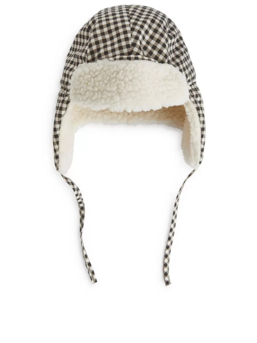 Sale ARKET Pile-Lined Earflap Cap White/Black