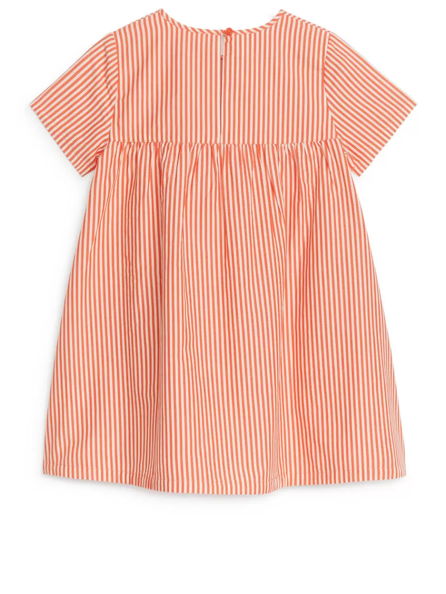 New ARKET Pima Cotton Poplin Dress White/Red