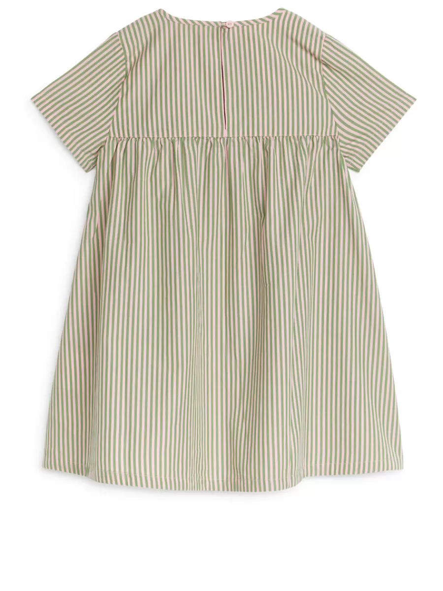 Cheap ARKET Pima Cotton Poplin Dress Green/Off White
