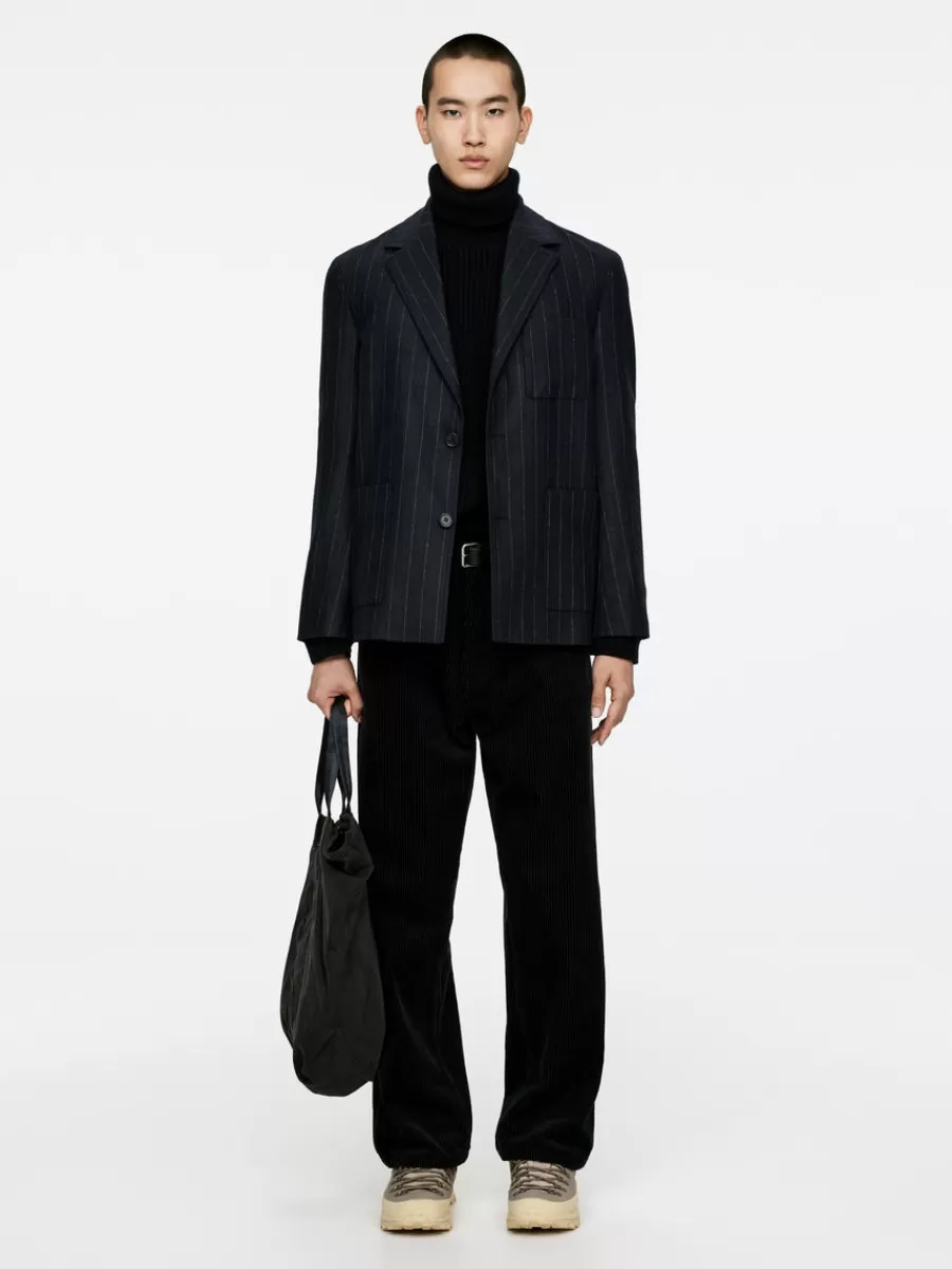 Fashion ARKET Pinstripe Blazer Dark Blue
