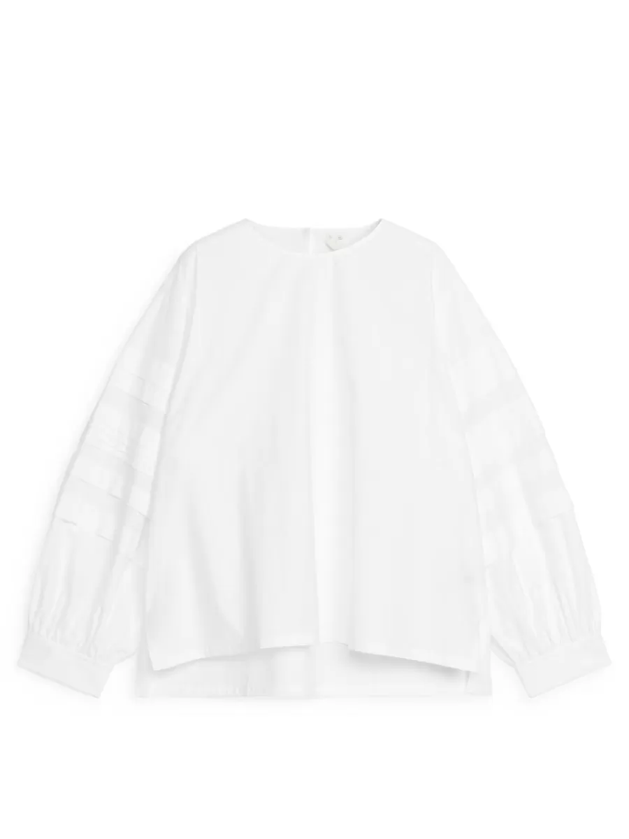 Online ARKET Pleat-Detail Blouse White