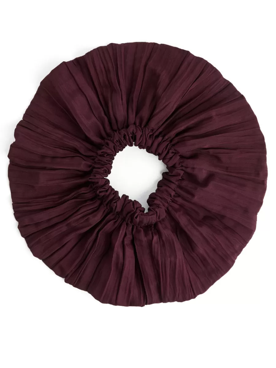 Shop ARKET Pleated Hair Scrunchie Burgundy