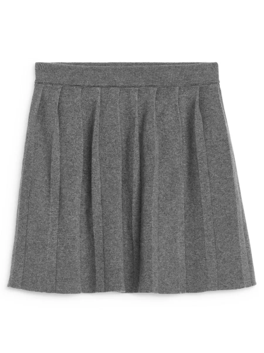 Cheap ARKET Pleated Knit Skirt Grey