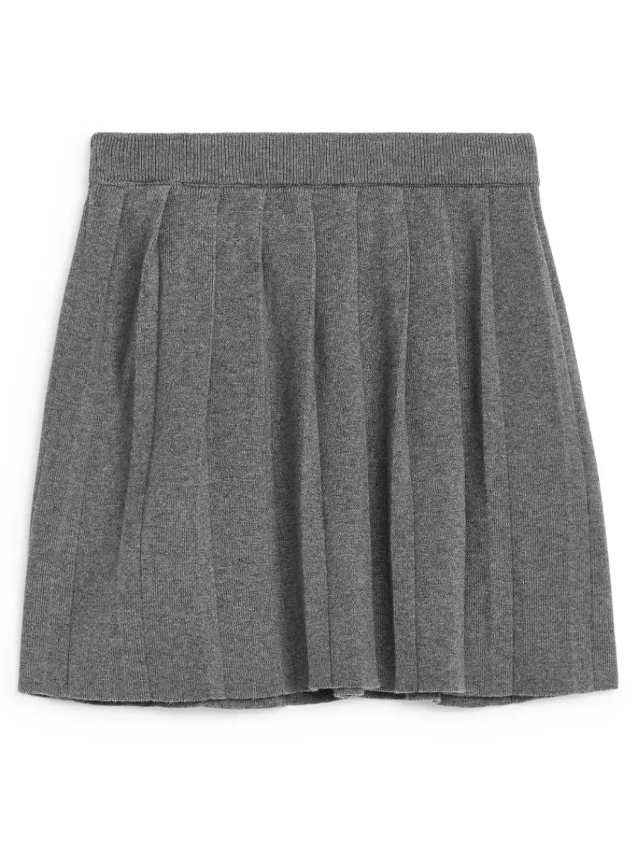 Cheap ARKET Pleated Knit Skirt Grey