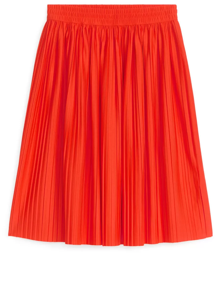 Flash Sale ARKET Pleated Midi Skirt Bright Red