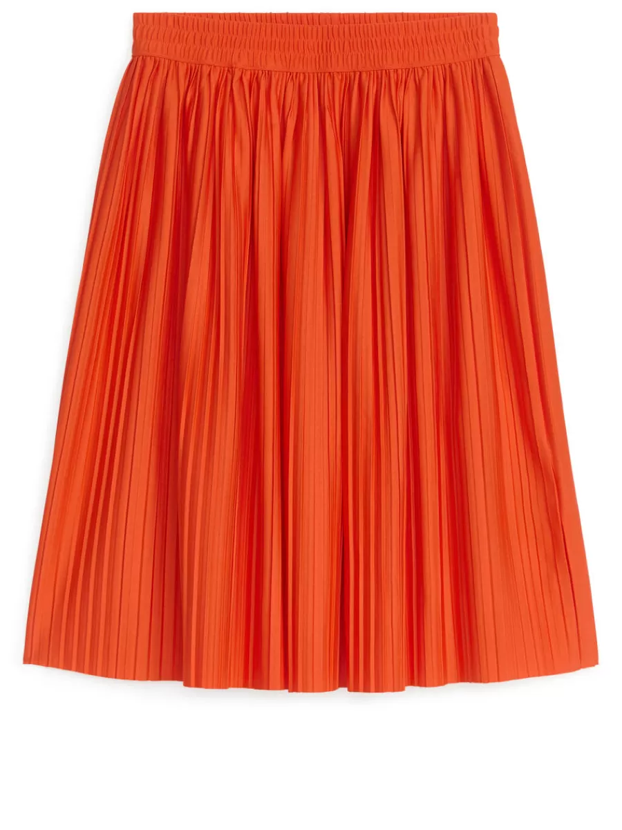 Online ARKET Pleated Midi Skirt Orange