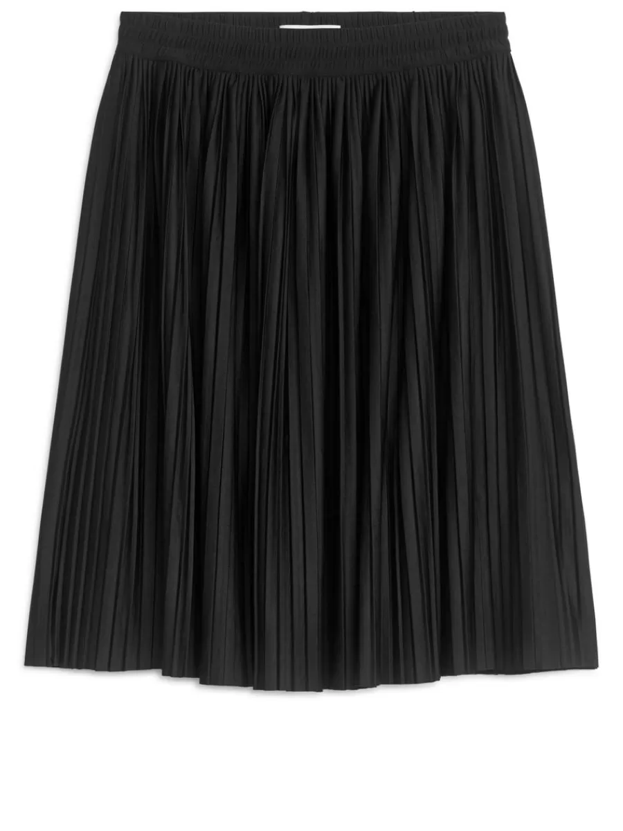 Cheap ARKET Pleated Midi Skirt Black