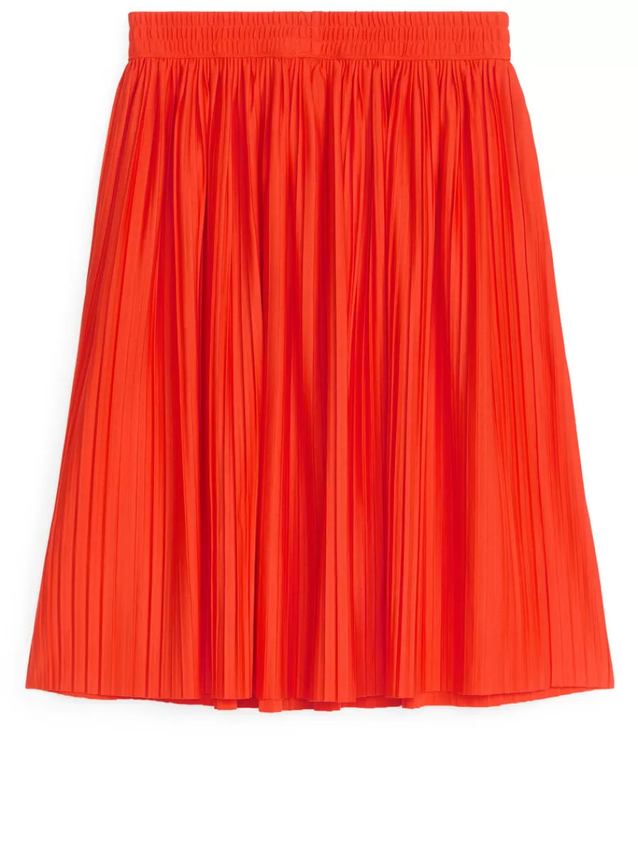 Flash Sale ARKET Pleated Midi Skirt Bright Red