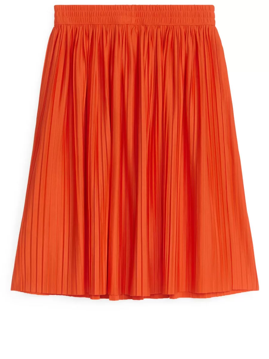 Online ARKET Pleated Midi Skirt Orange
