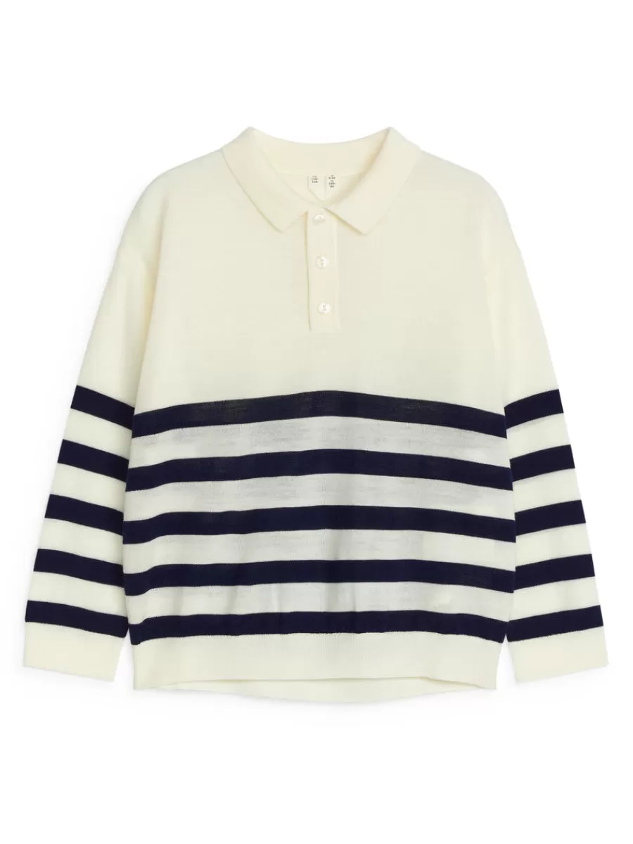 Hot ARKET Polo Jumper Off White/Blue