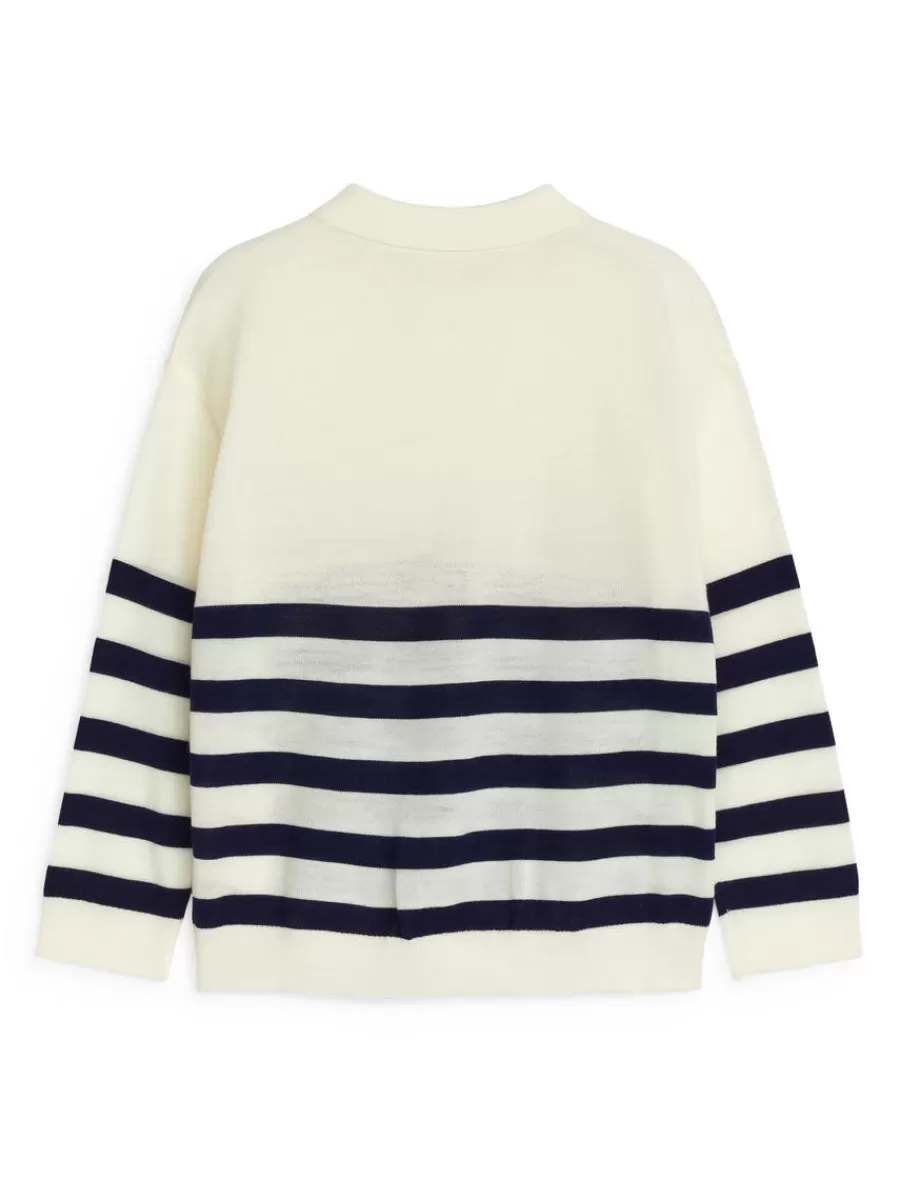 Hot ARKET Polo Jumper Off White/Blue