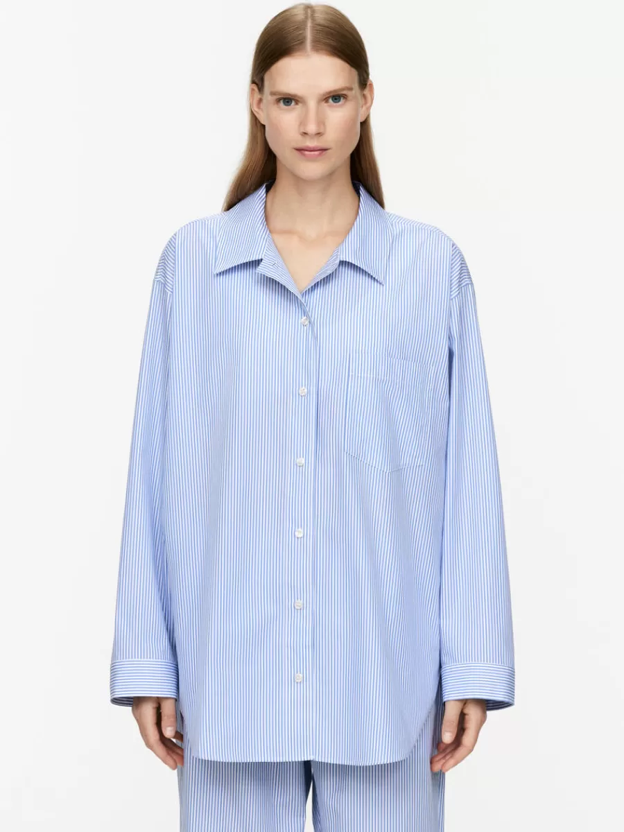 Store ARKET Poplin Pyjama Shirt Blue/White