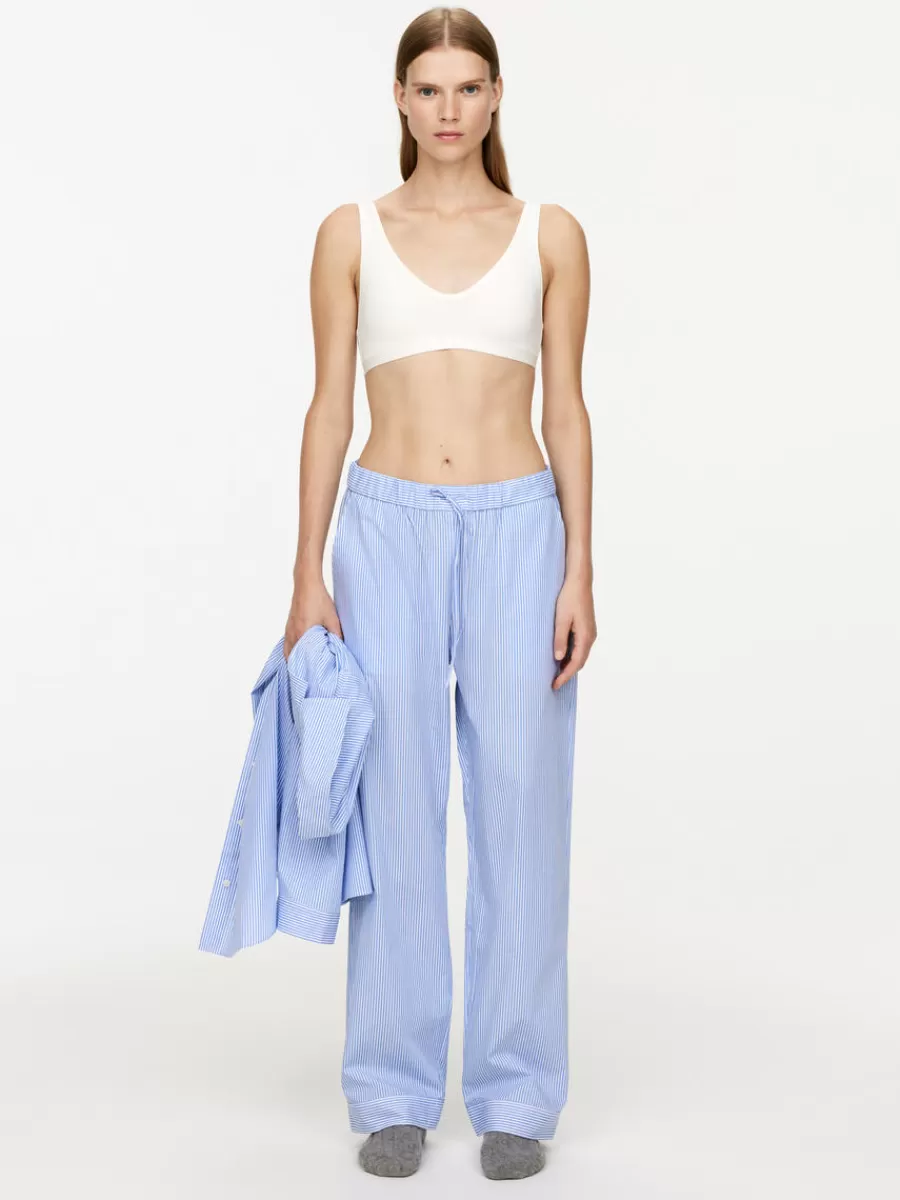 Best ARKET Poplin Pyjama Trousers Blue/White