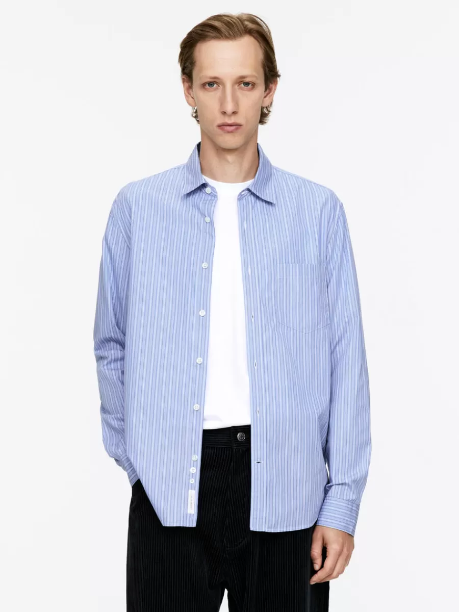 Best ARKET Poplin Shirt Blue/Striped