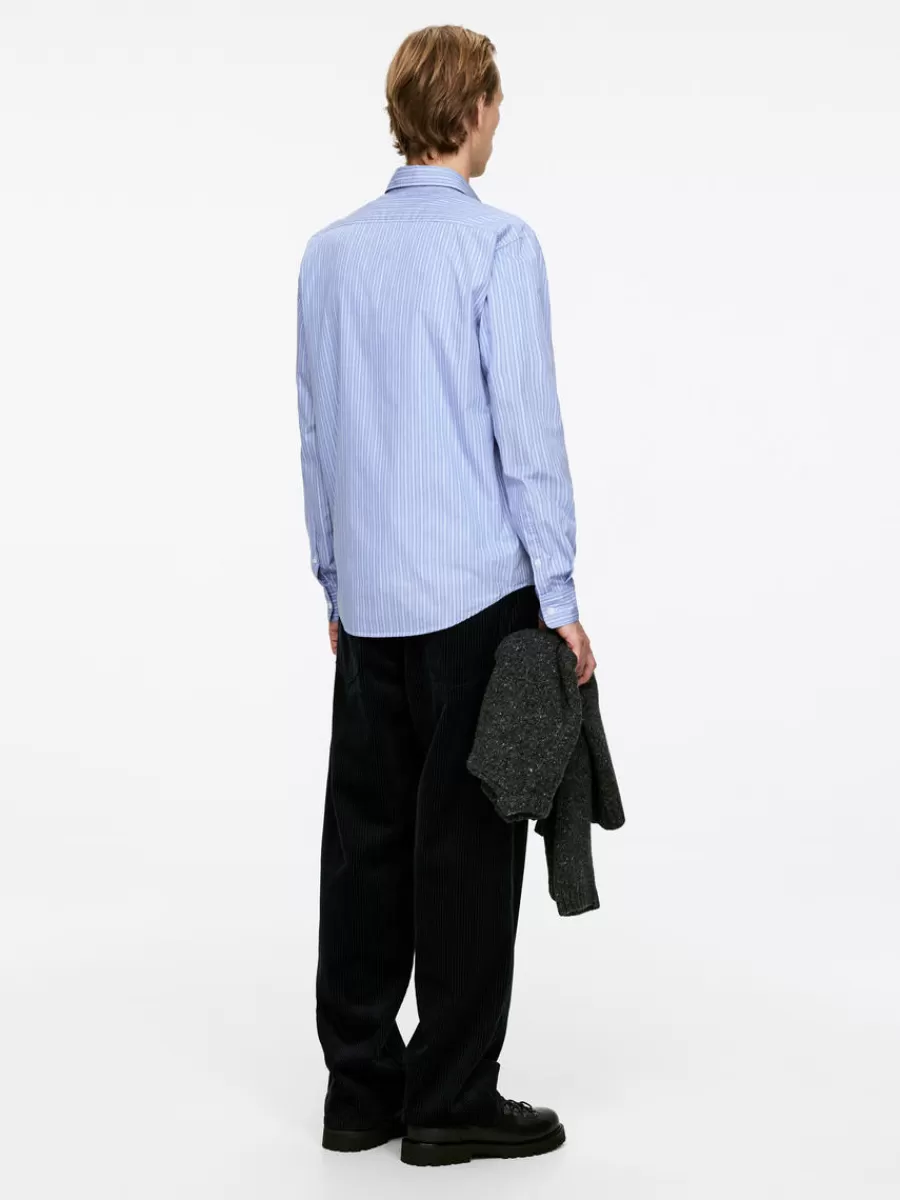 Best ARKET Poplin Shirt Blue/Striped