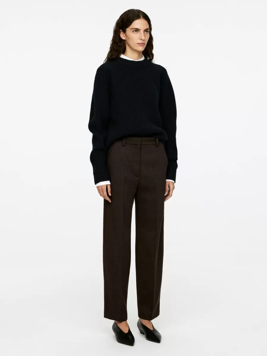 Outlet ARKET Press Crease Trousers Dark Brown