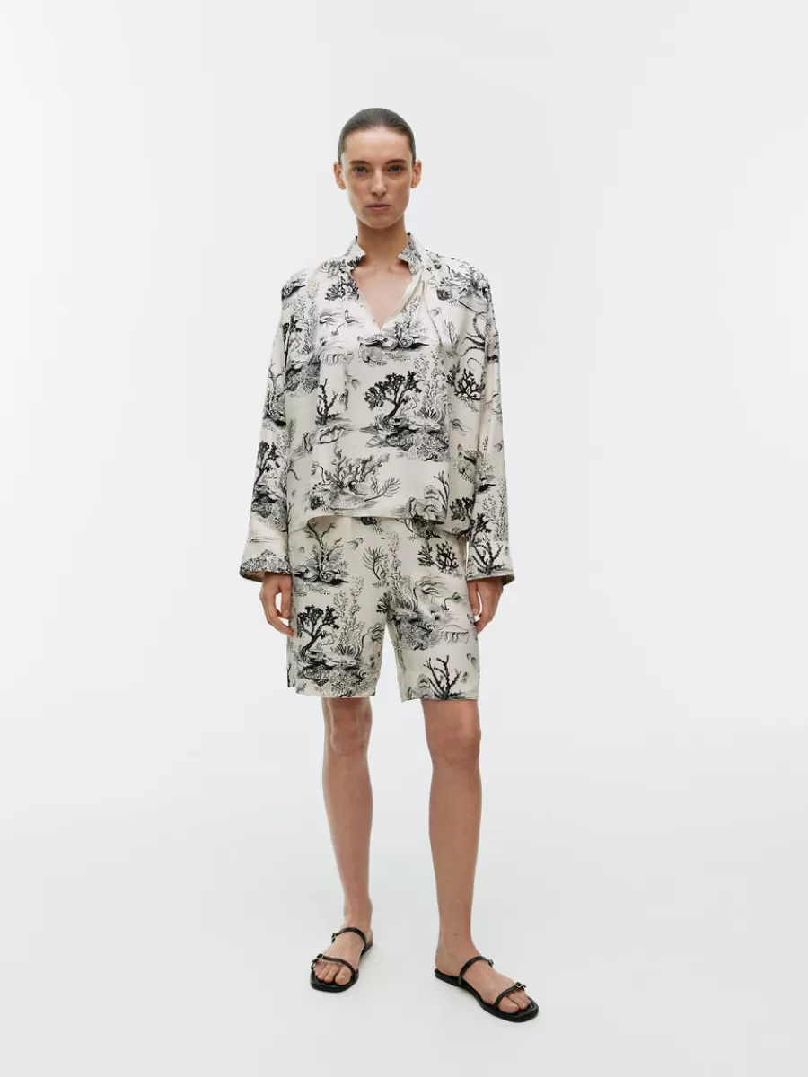 Clearance ARKET Print Drawstring Blouse Off White/Black