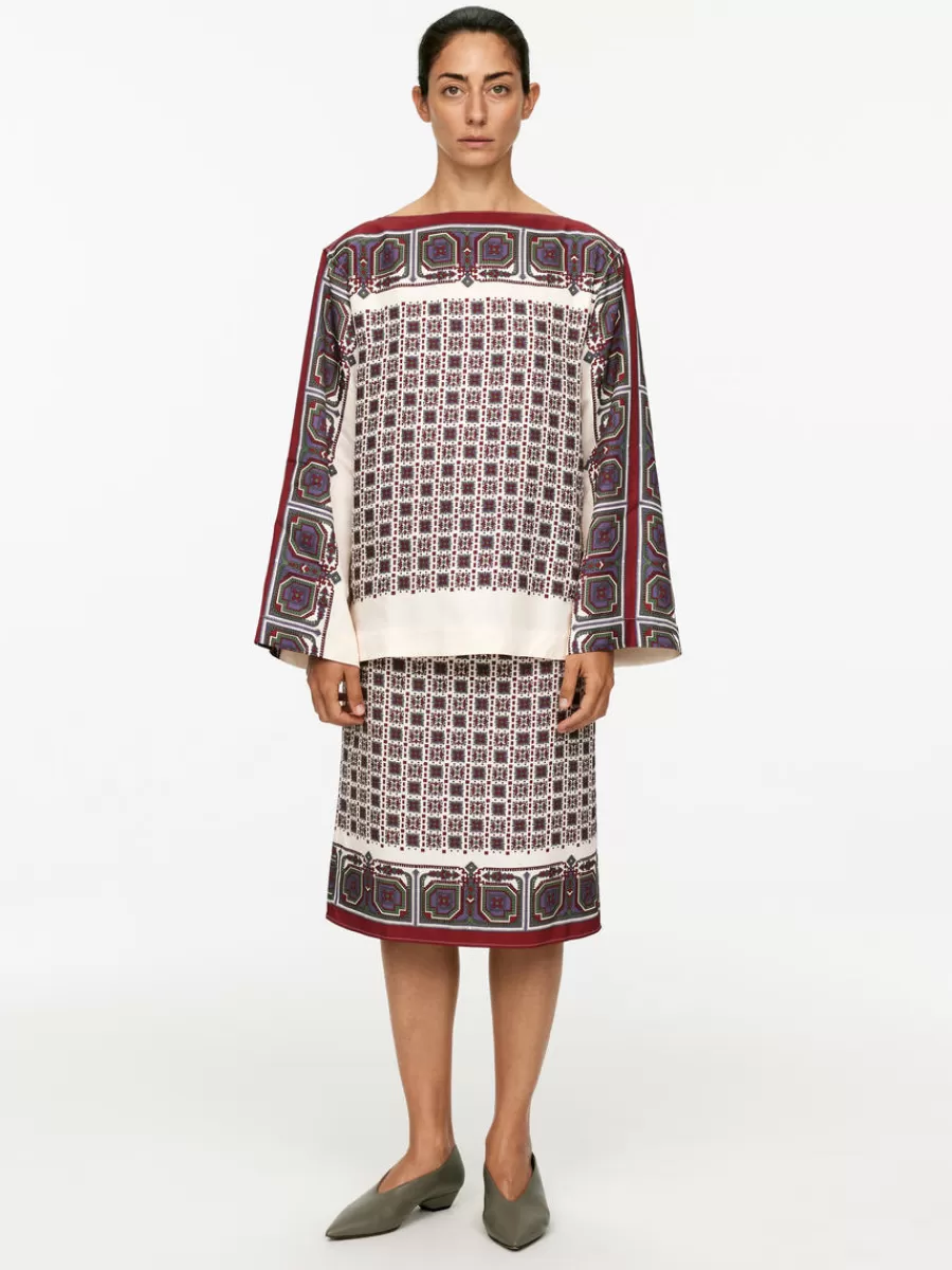 Hot ARKET Print Pencil Skirt White/Multi Colour