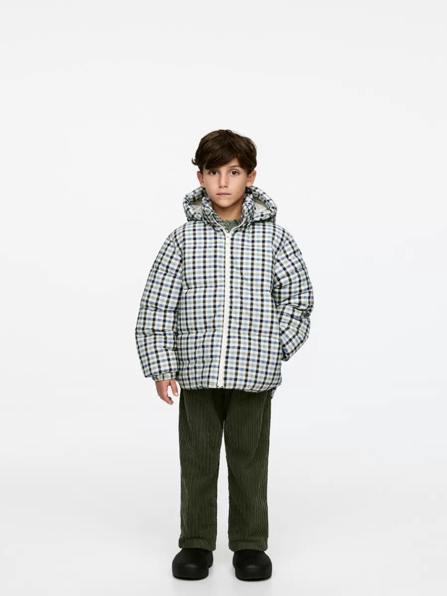 Cheap ARKET Print Puffer Jacket Off White/Blue