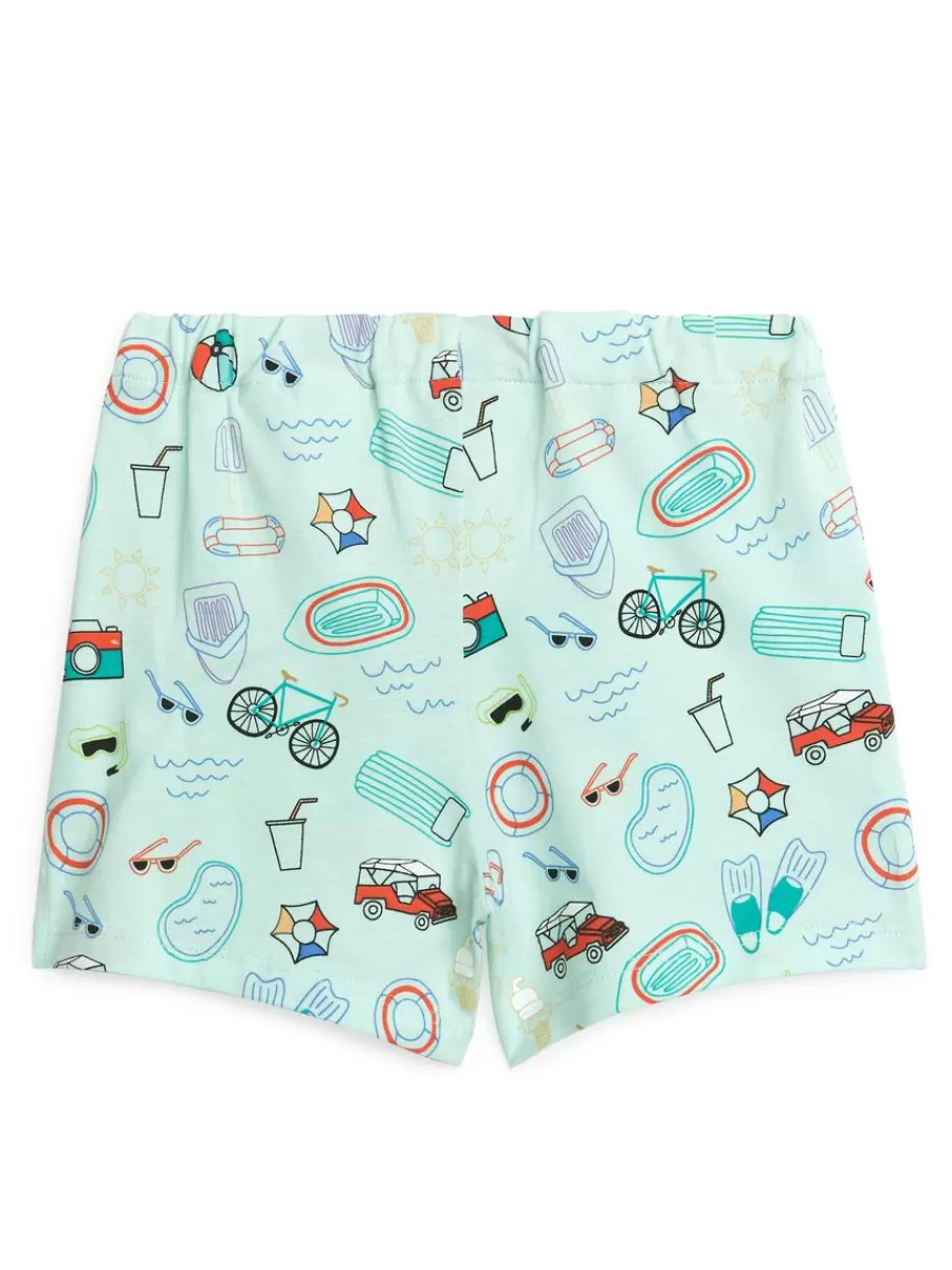 Cheap ARKET Print Shorts Light Mint
