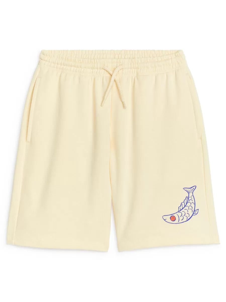 Shop ARKET Print-Detail Shorts Pale Yellow