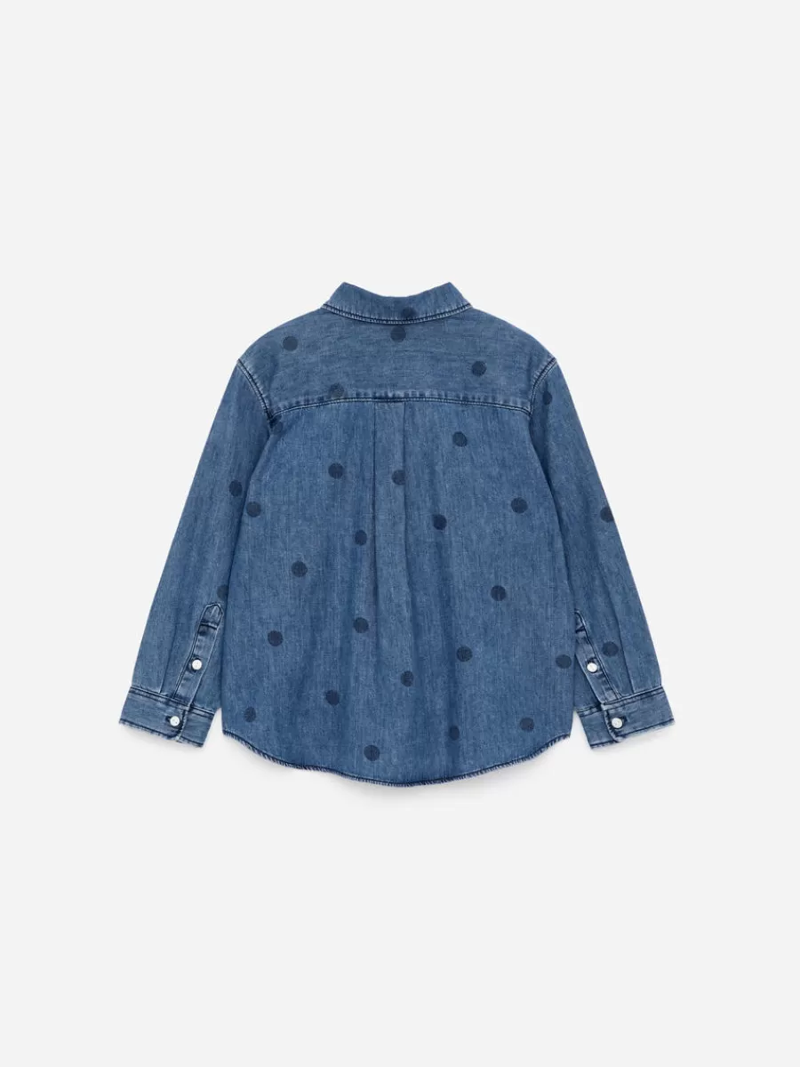 Discount ARKET Printed Denim Shirt Blue/Polkadots