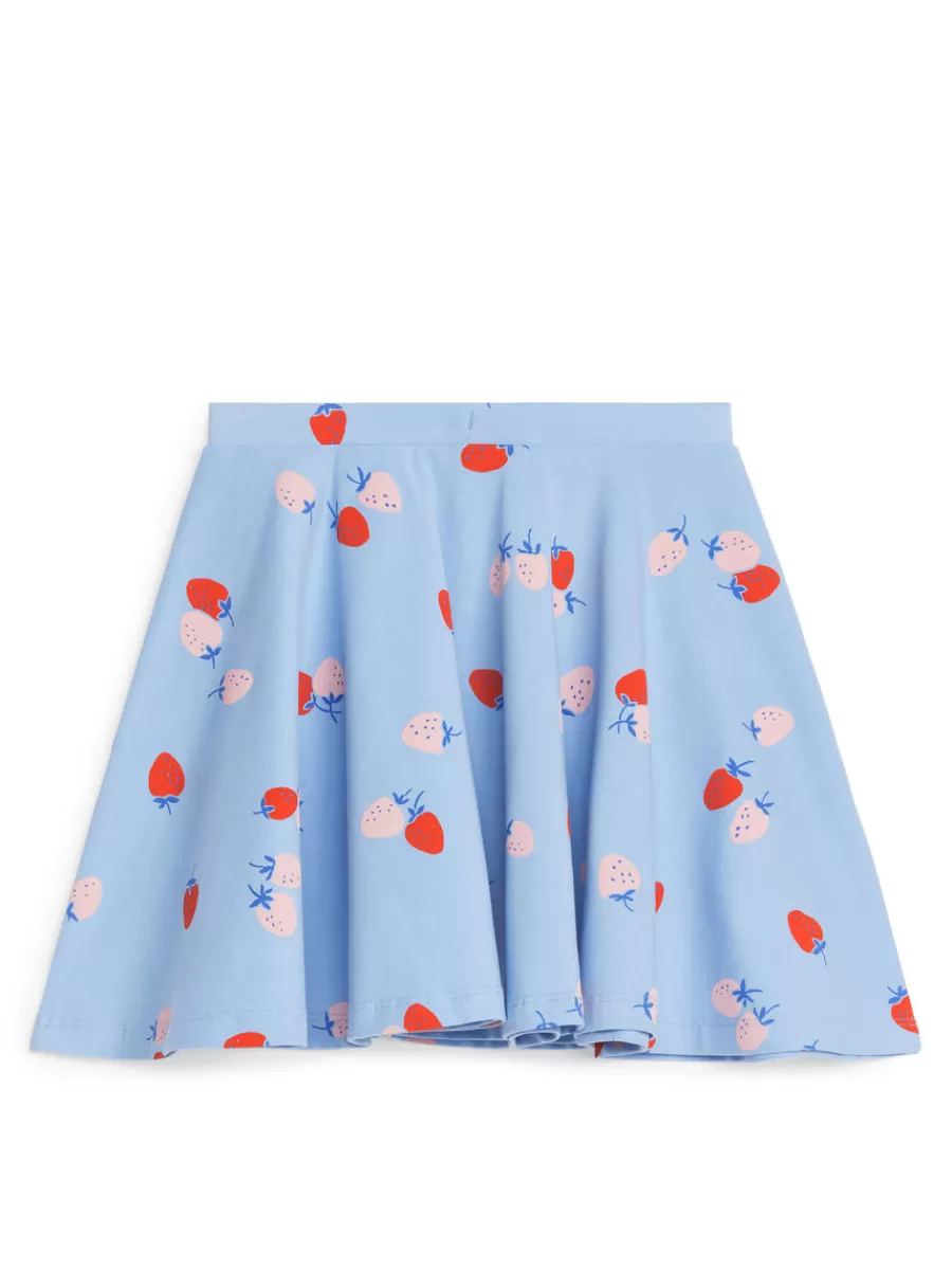 Discount ARKET Printed Jersey Skirt Light Blue/Strawberry