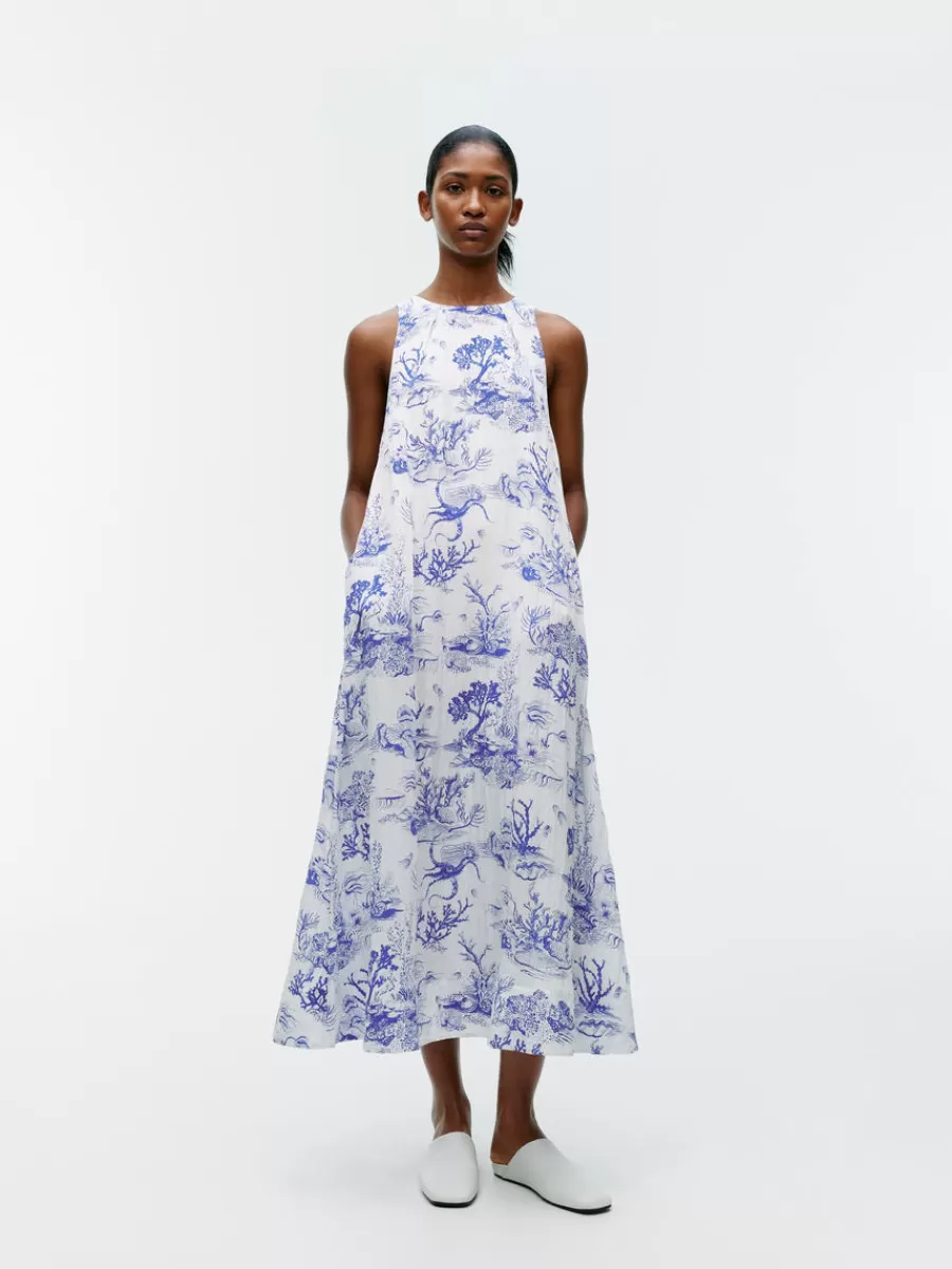 New ARKET Printed Maxi Dress White/Blue