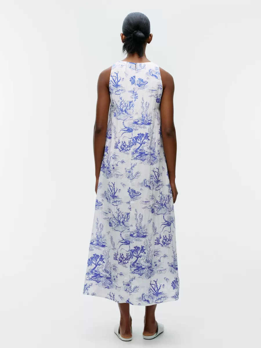 New ARKET Printed Maxi Dress White/Blue