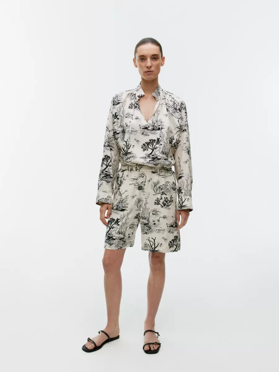 Fashion ARKET Printed Pull-On Shorts Off White/Seashells