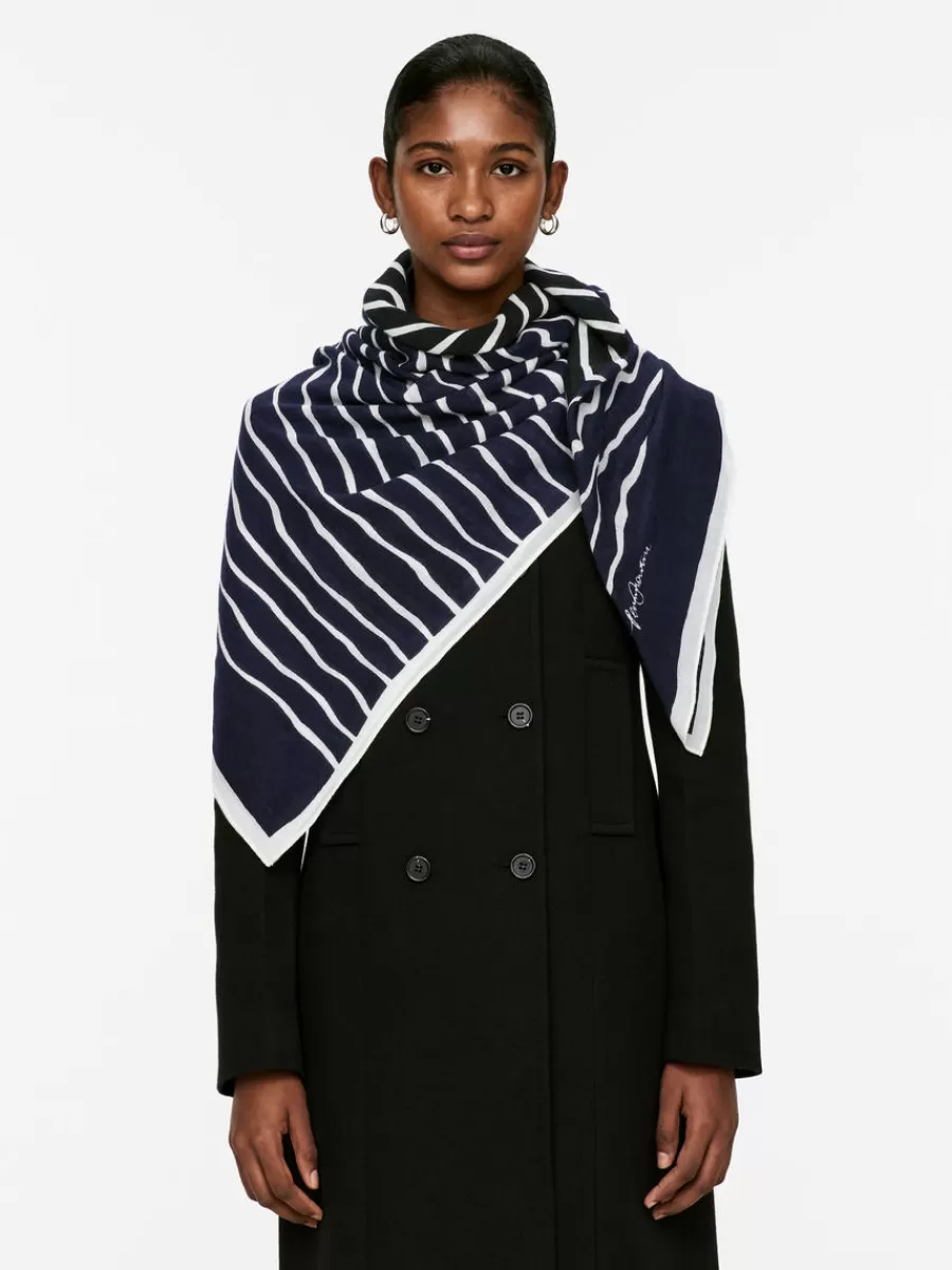 Shop ARKET Printed Scarf White/Dark Blue