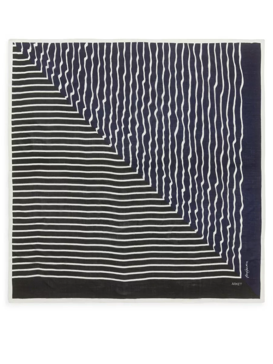 Shop ARKET Printed Scarf White/Dark Blue
