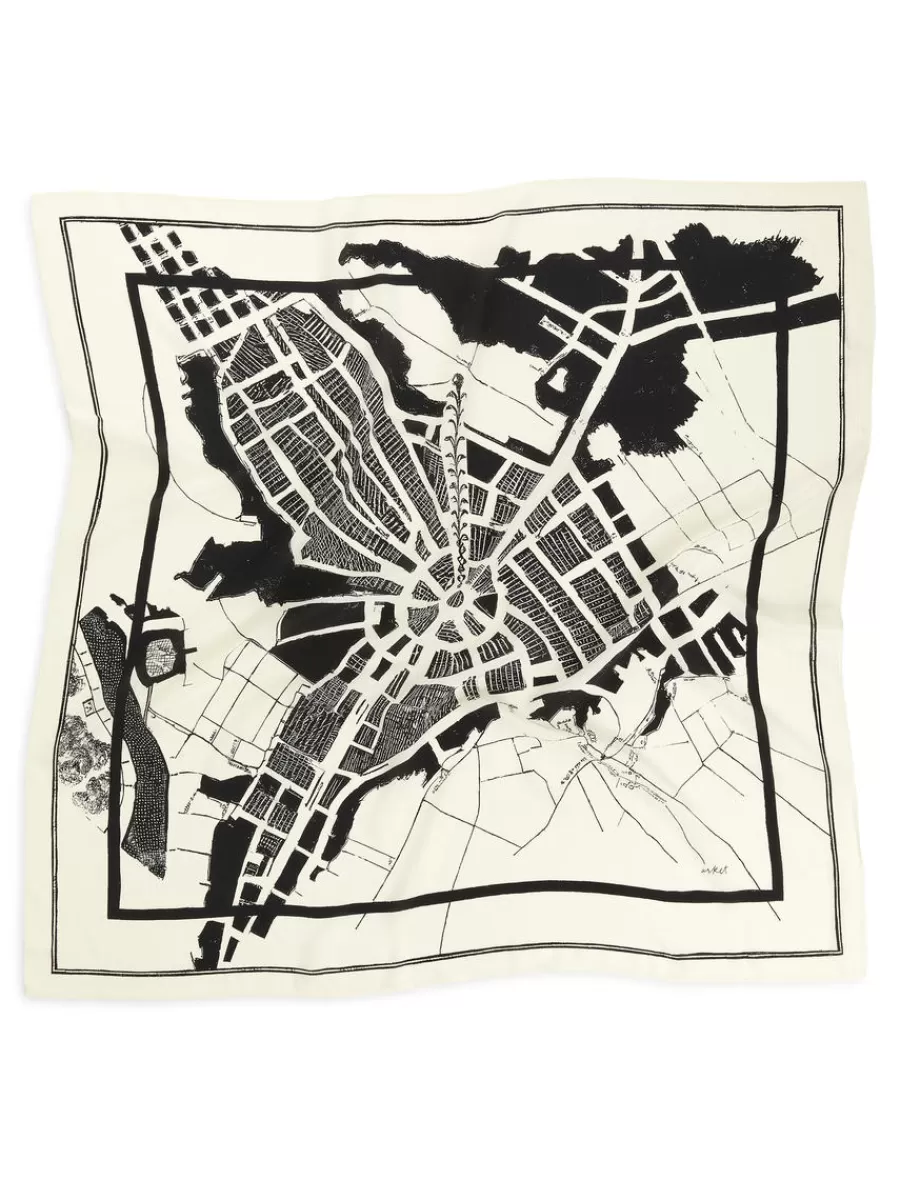 Outlet ARKET Printed Silk Scarf Off White/Black