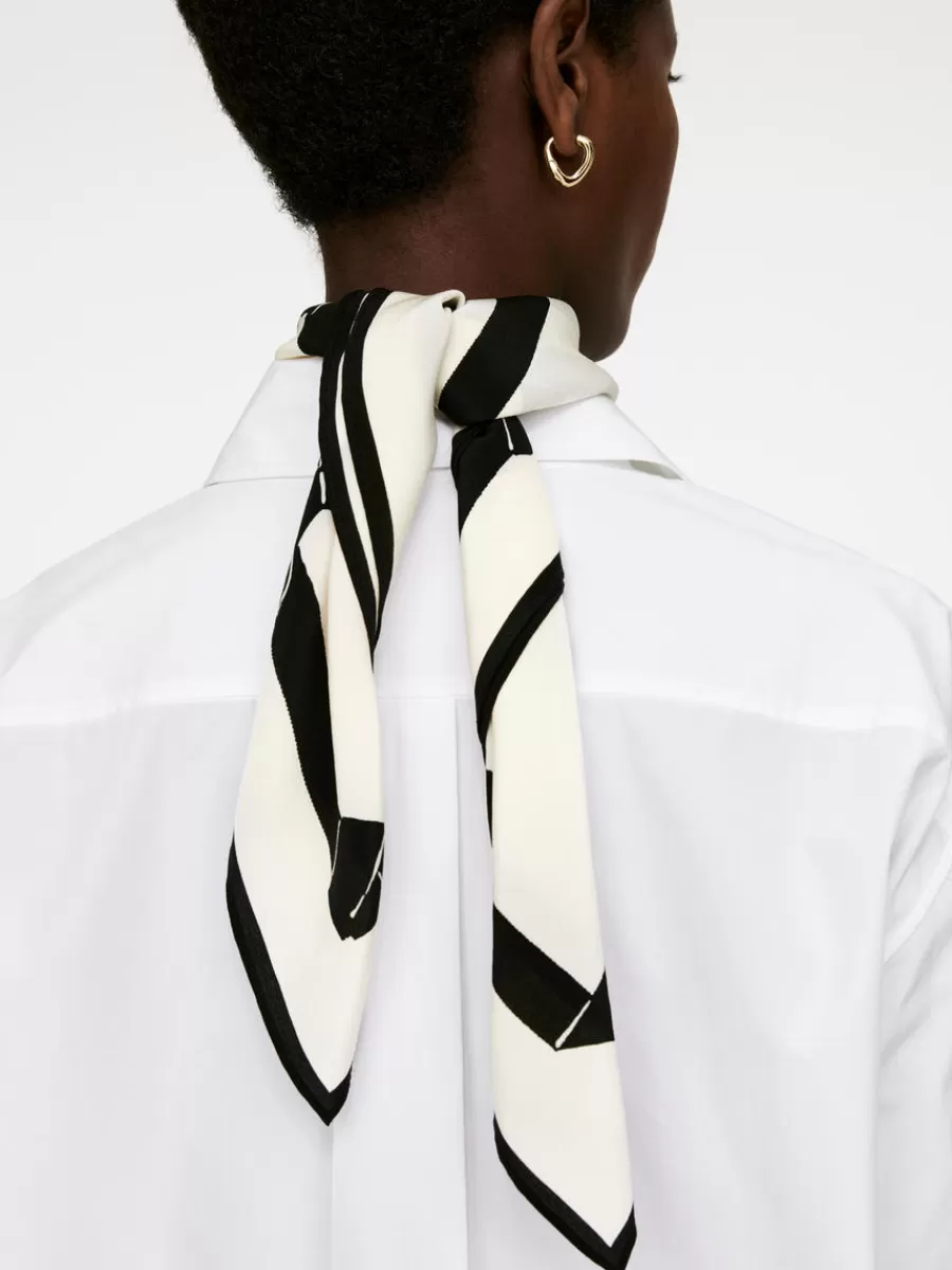 New ARKET Printed Silk Scarf Off White/Black
